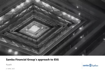 Establishing Sambas ESG  Samba Financial Group's approach to ESG  credentials  Riyadh  27 APRIL