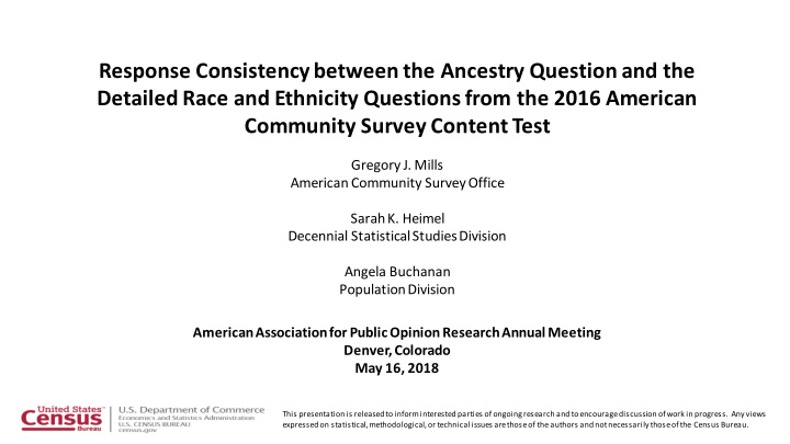 response consistency between the ancestry question and