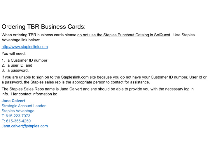 ordering tbr business cards
