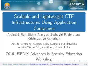 Scalable and Lightweight CTF  Infrastructures Using Application  Containers  Arvind S Raj, Bithin