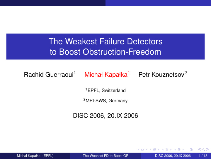 the weakest failure detectors to boost obstruction freedom