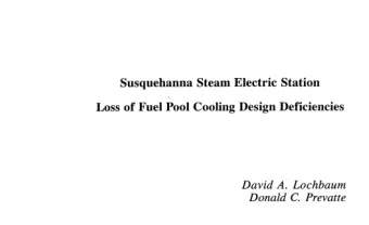Susquehanna Steam Electric Station  '.  Loss of Fuel Pool Cooling Design Deficiencies David A.