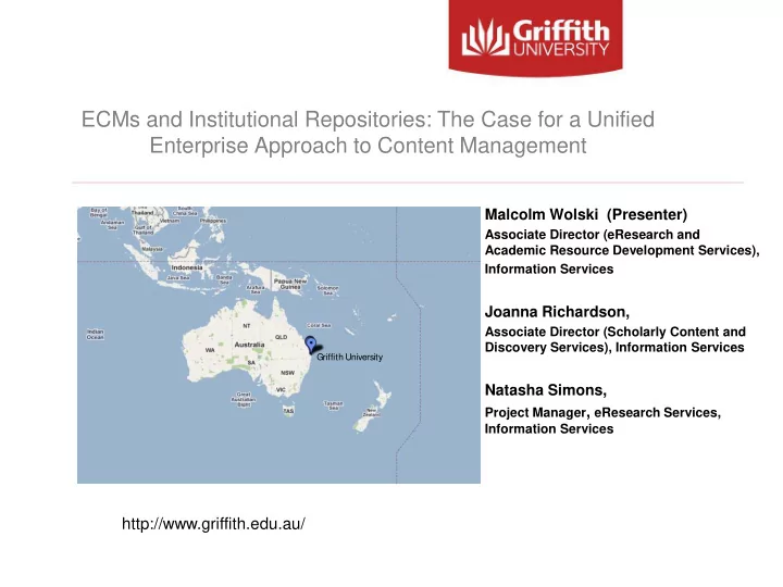 ecms and institutional repositories the case for a