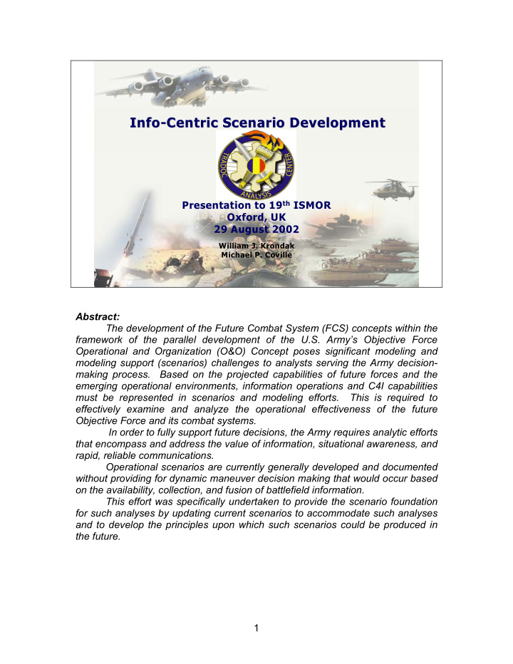 info centric scenario development centric scenario