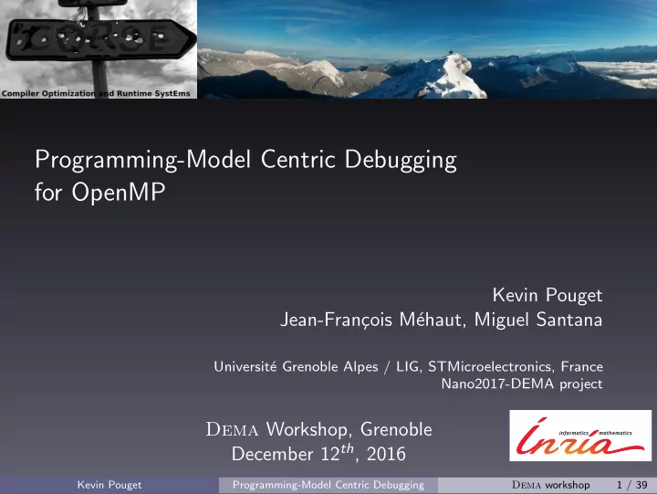 programming model centric debugging for openmp