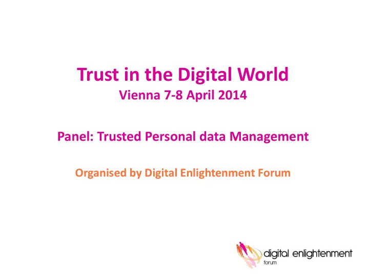 trust in the digital world