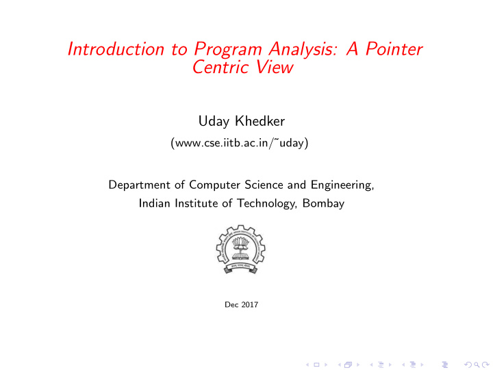 introduction to program analysis a pointer centric view