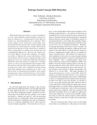 Entropy-based Concept Shift Detection  Peter Vorburger, Abraham Bernstein  University of Zurich