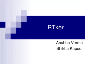 RTker  Anubha Verma  Shikha Kapoor  Features  Modular Design  Isolation of Architecture/CPU