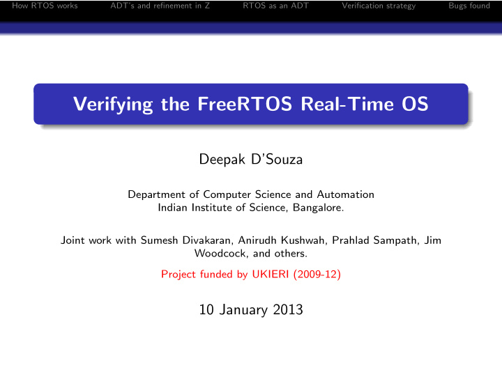 verifying the freertos real time os