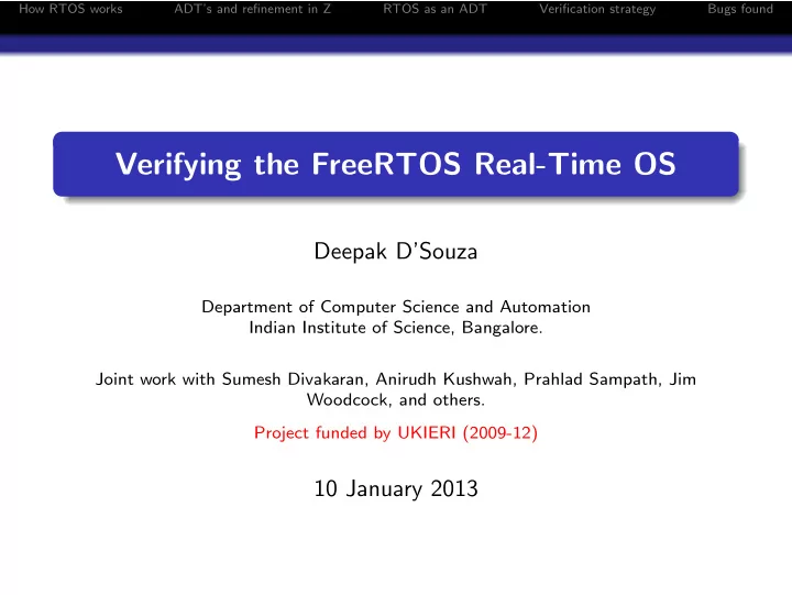 verifying the freertos real time os