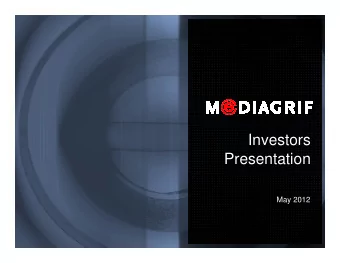 Investors  Presentation  May 2012  Disclaimer  Forward Looking Statements  This presentation