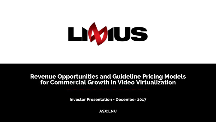 revenue opportunities and guideline pricing models for