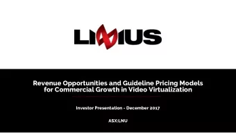 Revenue Opportunities and Guideline Pricing Models  for Commercial Growth in Video Virtualization