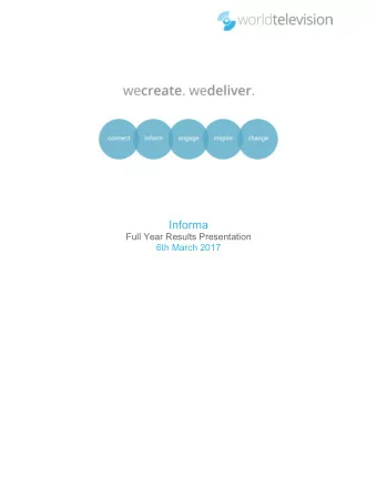 Informa  Full Year Results Presentation  6th March 2017  1  INFORMA  Stephen A. Carter, Group Chief