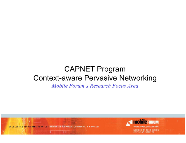 capnet program context aware pervasive networking