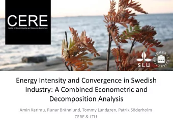 Energy Intensity and Convergence in Swedish  Industry: A Combined Econometric and  Decomposition