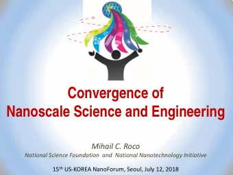 Convergence of  Nanoscale Science and Engineering  Mihail C. Roco  National Science Foundation  and