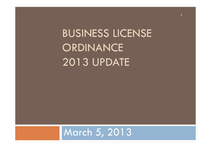 business license ordinance 2013 update