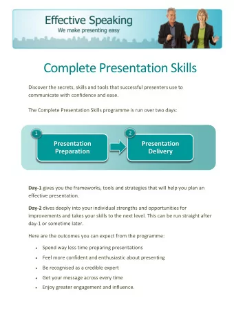 Complete Presentation Skills  Discover the secrets, skills and tools that successful presenters use