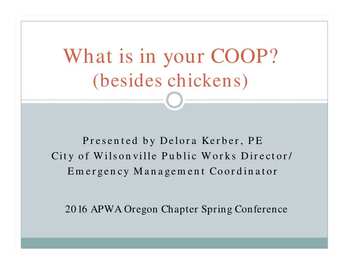what is in your coop