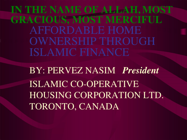 affordable home ownership through islamic finance