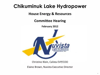 Chikuminuk Lake Hydropower  House Energy &amp; Resources  Committee Hearing  February 2012