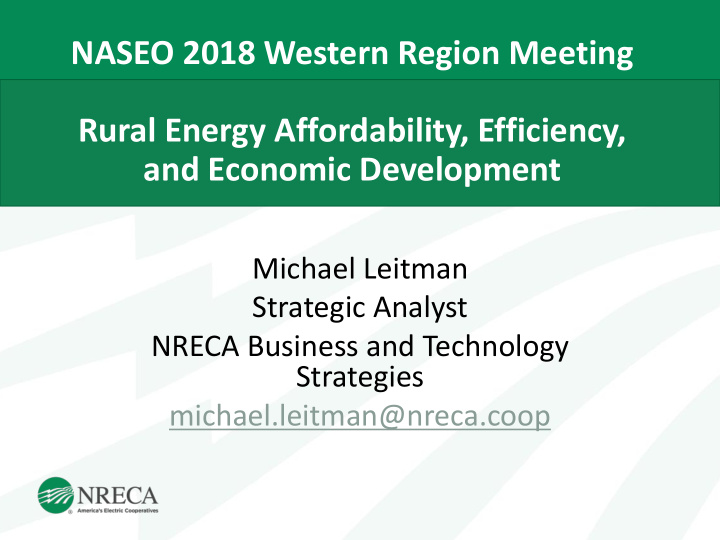 naseo 2018 western region meeting rural energy