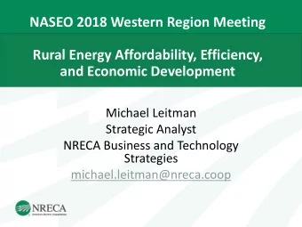 NASEO 2018 Western Region Meeting  Rural Energy Affordability, Efficiency,  and Economic