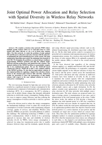 Joint Optimal Power Allocation and Relay Selection  with Spatial Diversity in Wireless Relay