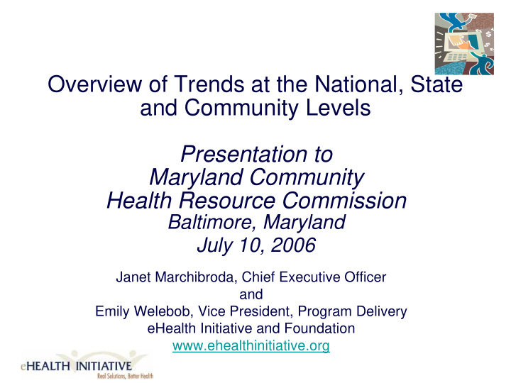 overview of trends at the national state and community