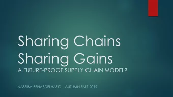 Sharing Chains  Sharing Gains  A FUTURE-PROOF SUPPLY CHAIN MODEL? NASSIBA BENABDELHAFID  AUTUMN
