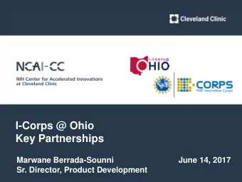 I-Corps @ Ohio  Key Partnerships  Marwane Berrada-Sounni                             June 14, 2017
