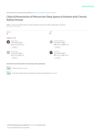 Clinical Presentation of Obstructive Sleep Apnea in Patients with Chronic  Kidney Disease Article