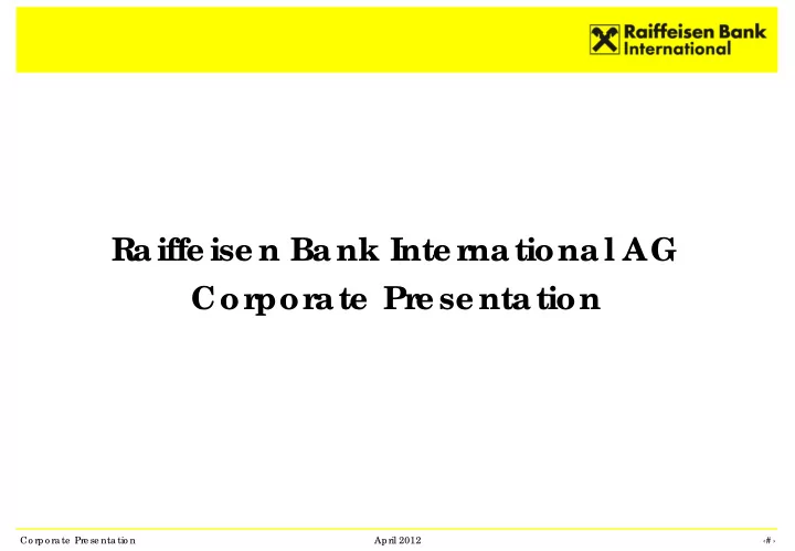 raiffe ise n bank inte r national ag cor por ate pr e se
