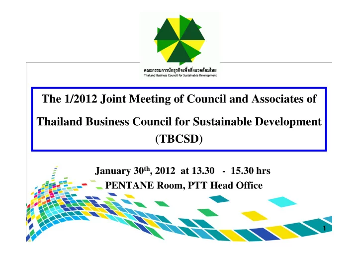 the 1 2012 joint meeting of council and associates of