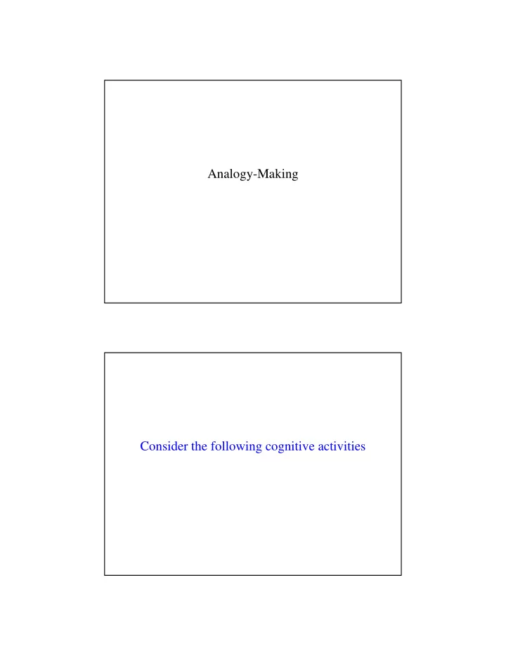 analogy making consider the following cognitive