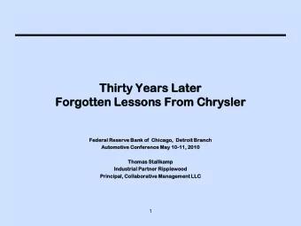 Thirty Y  Yea  ears L  Late  ter  Forgotten Le  For  Lesson  ons Fr  From  om C  Chr  hrysler  Fed
