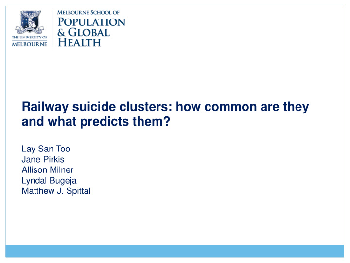 railway suicide clusters how common are they and what