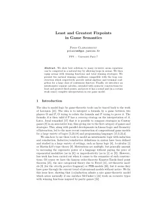 Least and Greatest Fixpoints  in Game Semantics Pierre Clairambault  pclairam@pps.jussieu.fr  PPS