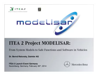 ITEA 2 Project MODELISAR: