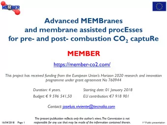 and membrane assisted procEsses for pre- and post- combustion CO 2 captuRe  MEMBER