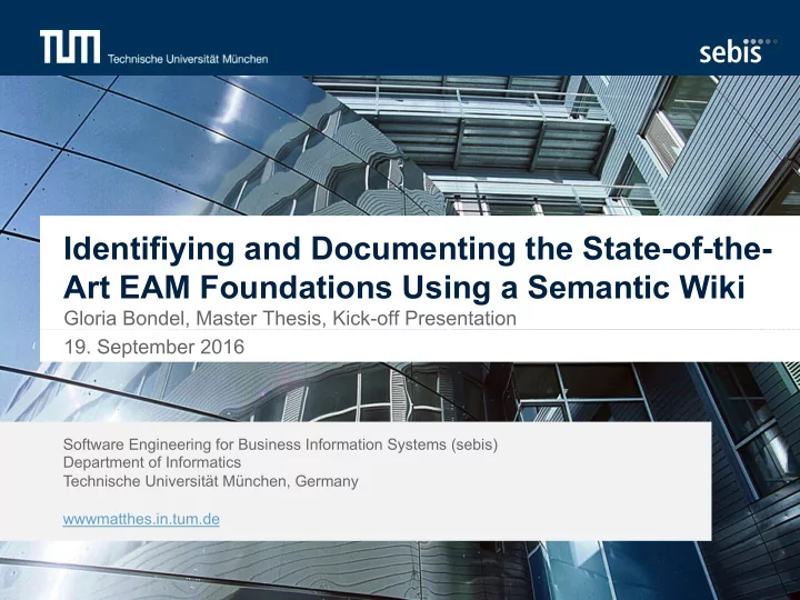 identifiying and documenting the state of the art eam