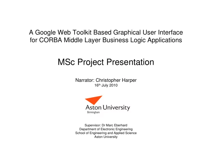 msc project presentation