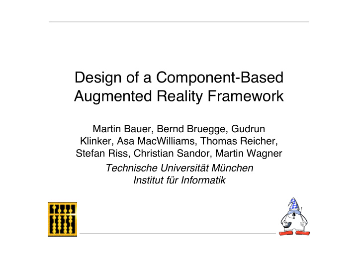 design of a component based augmented reality framework