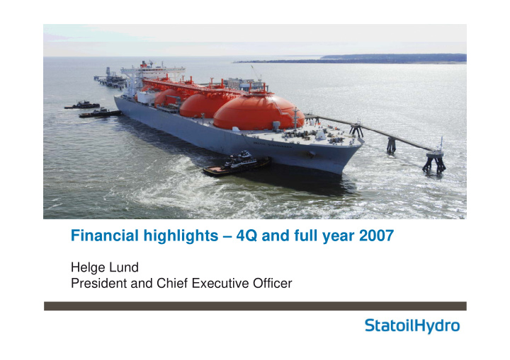 financial highlights 4q and full year 2007
