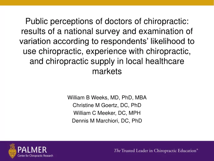 results of a national survey and examination of
