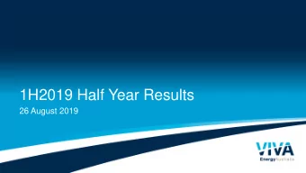 1H2019 Half Year Results  26 August 2019  Important notice and disclaimer  This presentation has