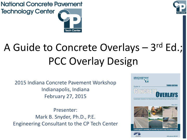 a guide to concrete overlays 3 rd ed pcc overlay design