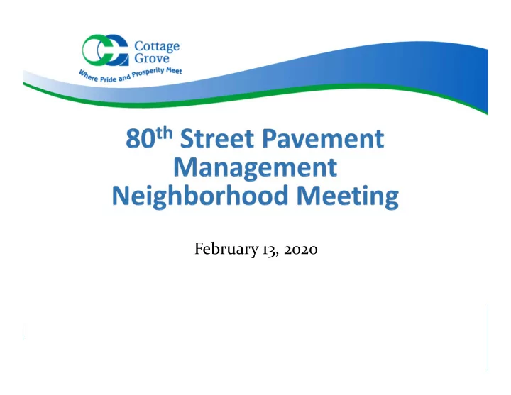 february 13 2020 what is the purpose of tonight s meeting